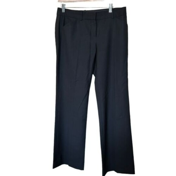 Theory Black Career Straight Leg Pants Trousers 10 Wool Blend - Picture 1 of 7